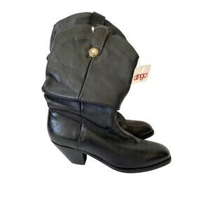 Dingo Black Leather Slouch Ankle Heeled Western Cowboy Boots NWTs size 6